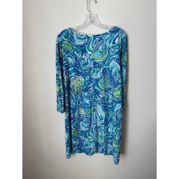 Lilly Pulitzer Linden Dress Oh Shucks Oyster Print Blue Green Size Medium - Picture 4 of 7